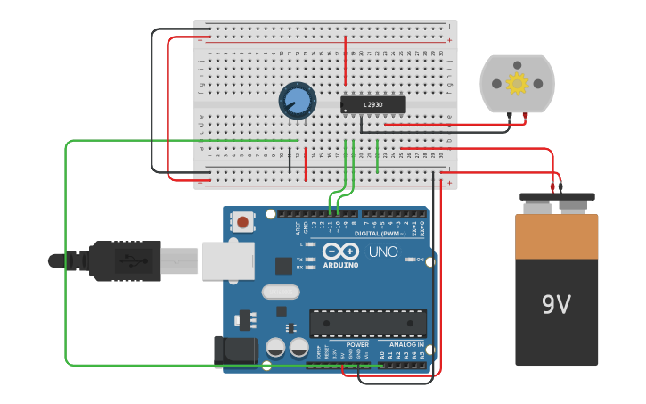 Circuit design DC MOTOR - Tinkercad
