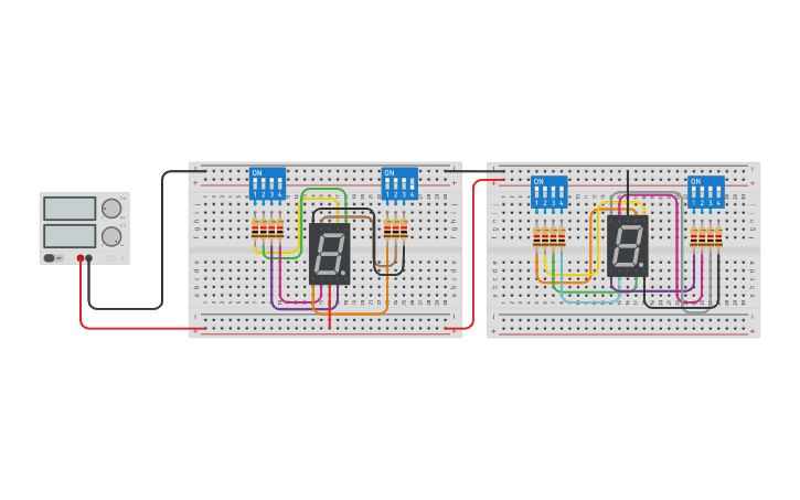 Circuit design 7 segment - Tinkercad