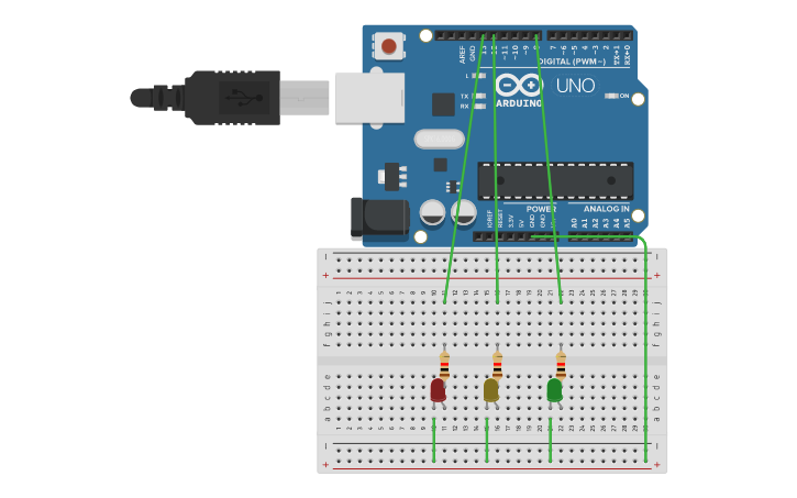 Circuit design Traffic Light Circuit - Tinkercad