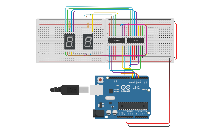 Circuit design Projeto Contador 99 - Tinkercad