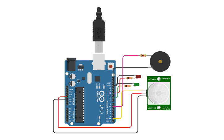 Circuit Design Motion Sensor Led Tinkercad