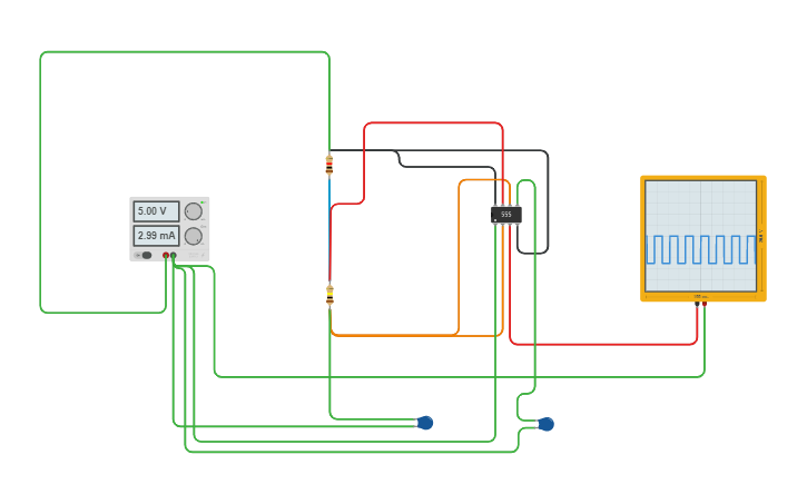 Circuit design 555 kl. obvod pokus | Tinkercad
