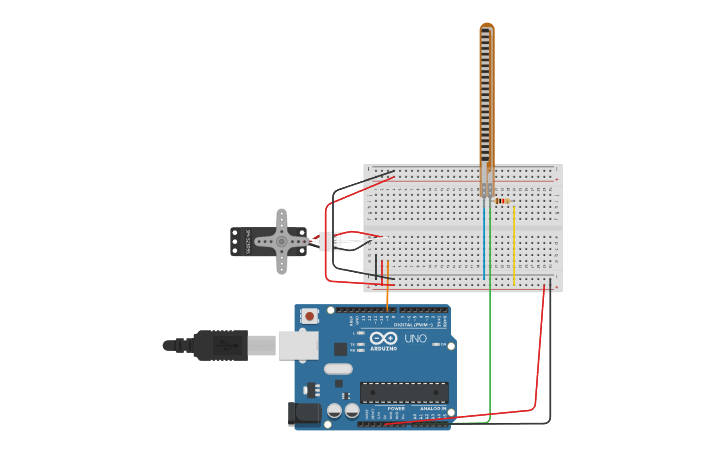 Circuit design Lab 2.2.4.2 Flex Sensor and Servo - Tinkercad