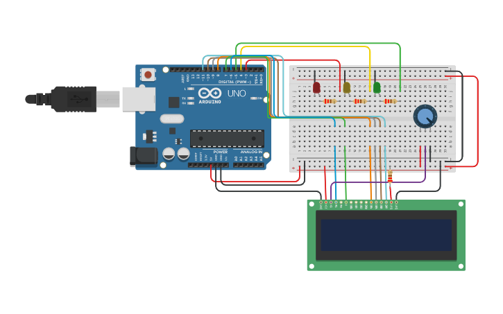 Circuit design Đèn giao thông - Tinkercad