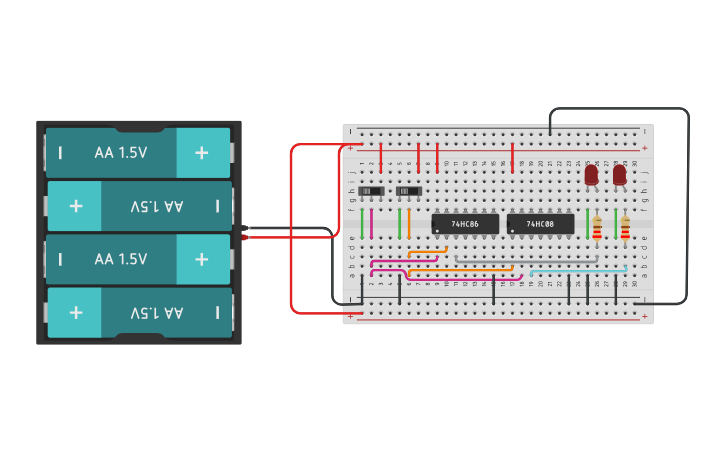 Circuito Somador De 2 Bits Tinkercad