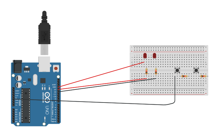 Circuit design push button - Tinkercad