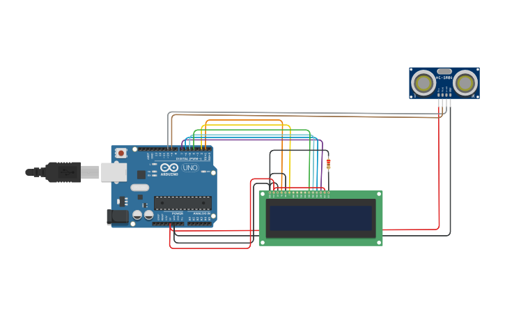 Circuit design Arduino Ultrasonic Distance Sensor - Tinkercad