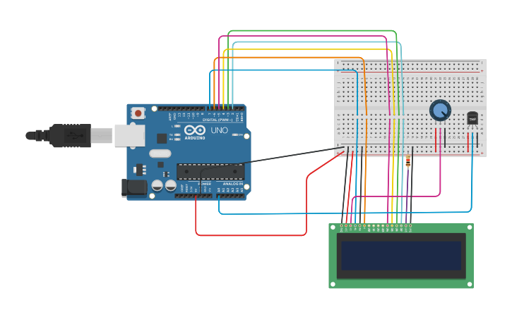 Circuit design SENSOR DE TEMPERATURA CON PANTALLA - Tinkercad