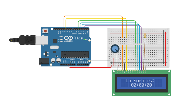 Circuit design Reloj LCD - Arduino - Tinkercad