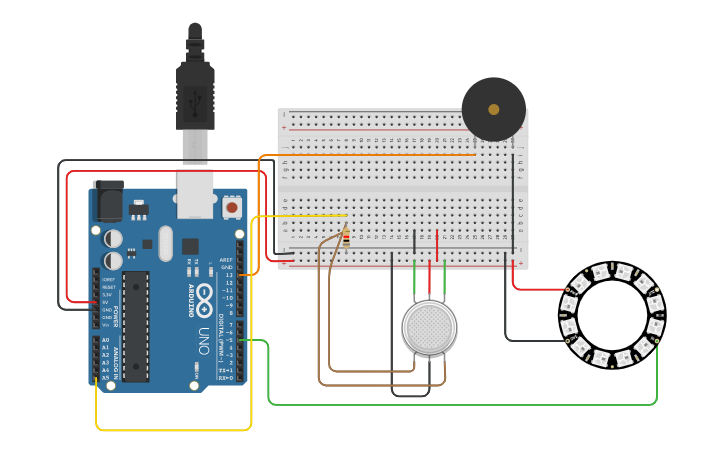 Circuit design Gas Sensor - Tinkercad