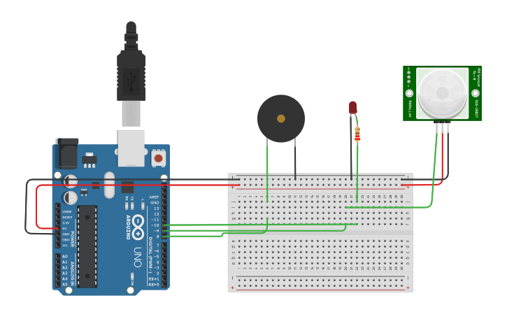 Circuit Design Montaje Buzzer Servomotor Tinkercad