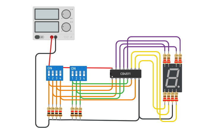 Circuit design Display Led con Decoder | Tinkercad