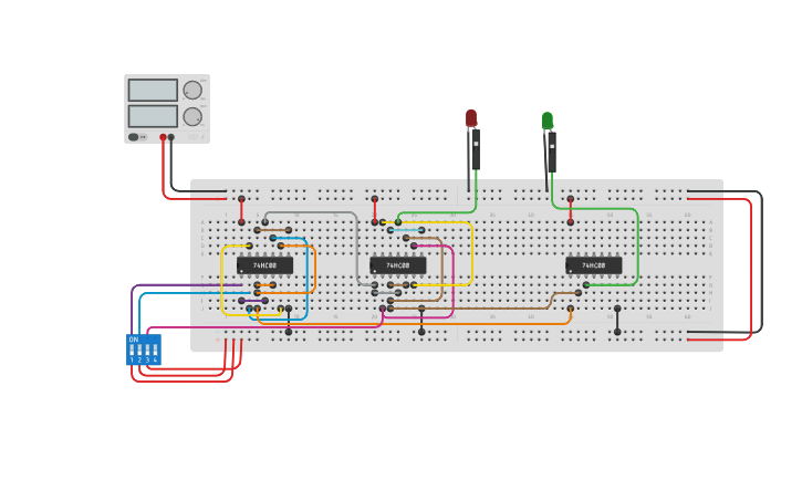 Circuit design full adder using universal gates - Tinkercad
