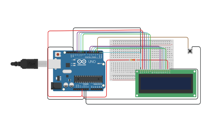 Circuit design LCD GAME | Tinkercad