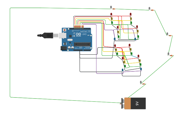 Circuit Design Traffic Lights Tinkercad 0970