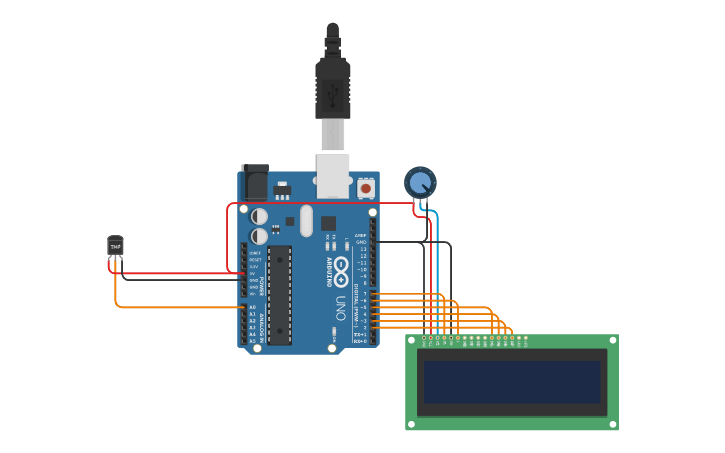 Circuit design Temperature Sensor | Tinkercad