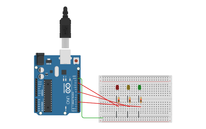 Circuit design Arduino and bread board - Tinkercad