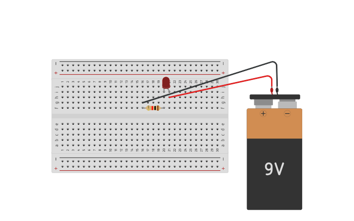 Circuit design Copy of Breadboard LED Lab # 1 - Tinkercad