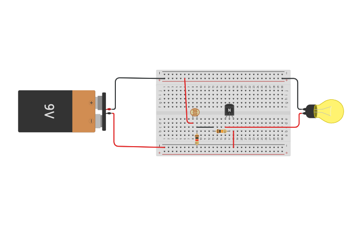 Circuit design Montaje básico de transistor con fotorresistencia HAES ...