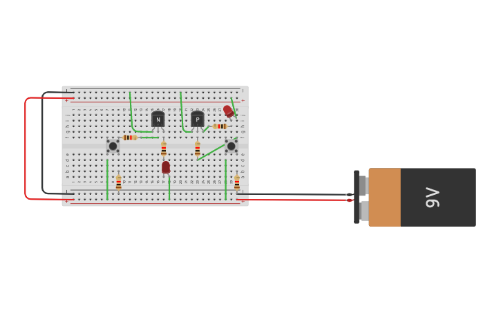 Circuit design transisitores compuertas logicas | Tinkercad