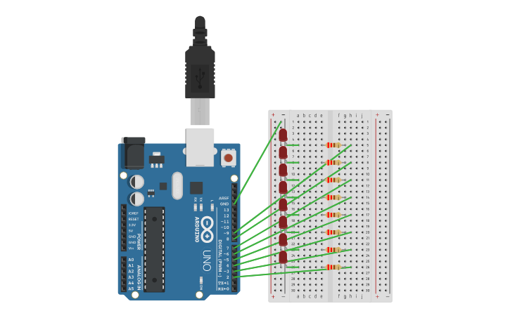 Circuit Design Led Sequence W Breadboard Tinkercad 2564