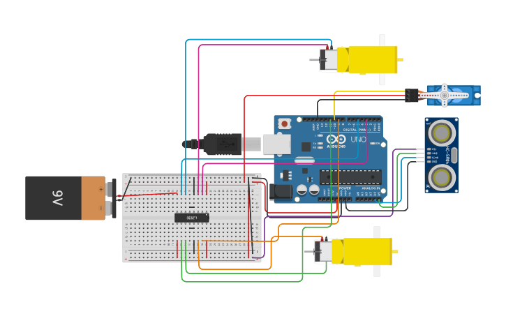 Circuit design Arduino Car - Tinkercad