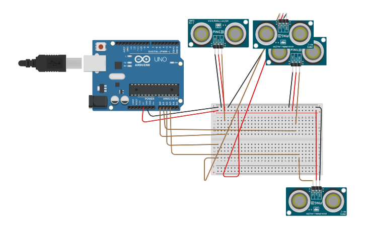 Circuit design Distance Sensor - Tinkercad