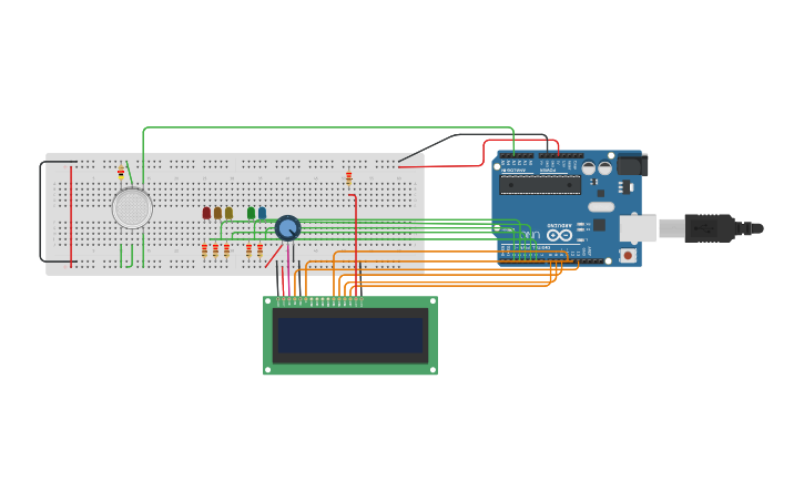 Circuit design Gas Detector - Tinkercad