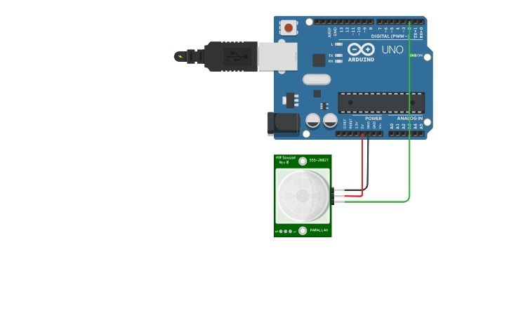 Circuit design Montaje Sensor PIR básico - Tinkercad