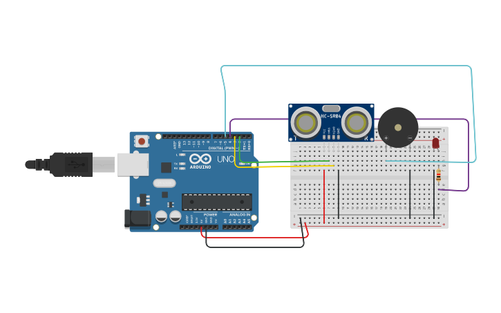 Circuit design Sensor de Aparcamiento - Tinkercad