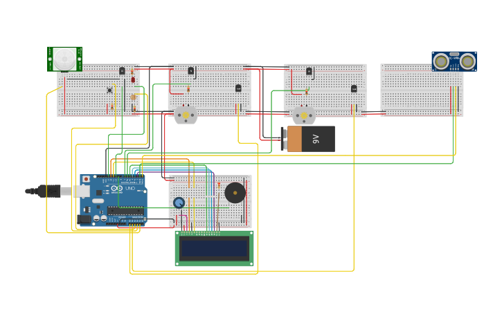 Circuit design Proyecto final de la casita con sensores - Tinkercad