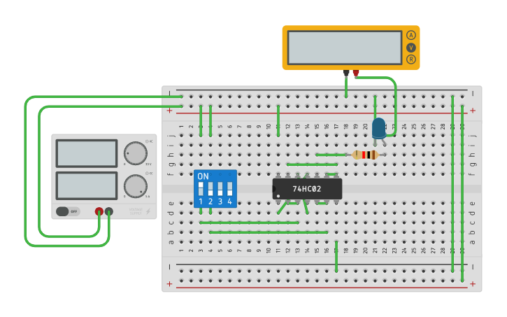 Circuit design 3_4_NAND Gate Using NOR Gate | Tinkercad image.