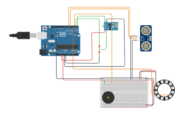 Circuit design Ultrasonic Sensor | Tinkercad