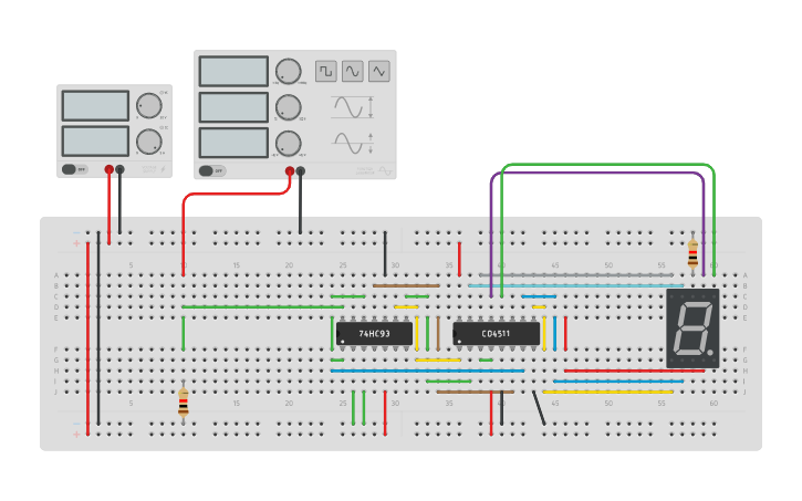 Circuit design 7 Segment Display - Tinkercad