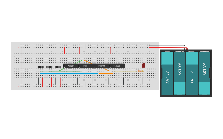 Circuit design Boolean Expression a'bc+ac - Tinkercad