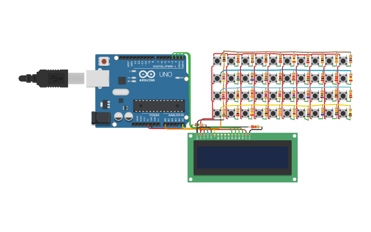Circuit design Matrix Keyboard 3 pins - Tinkercad