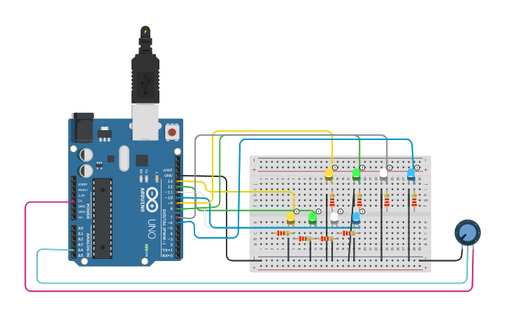 Circuit design potenciometro | Tinkercad