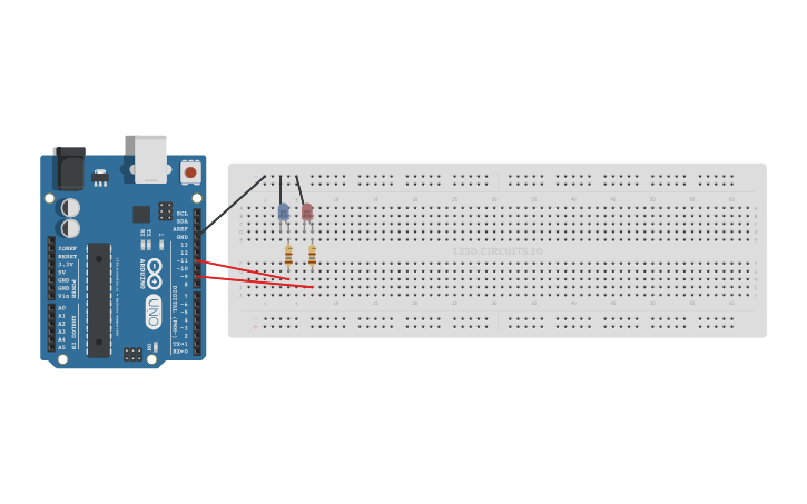 Circuit design LED Police Lights - Tinkercad