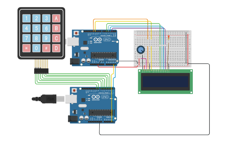 Circuit design Keypad I2C-4 caratteri - Tinkercad