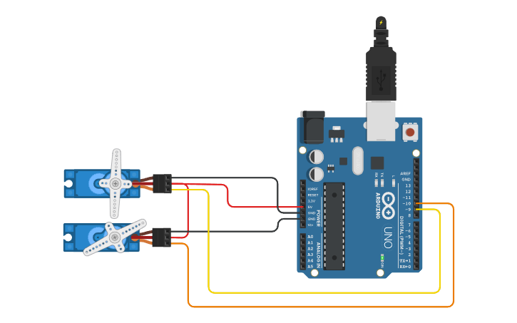 Circuit design 2 Servos - Tinkercad