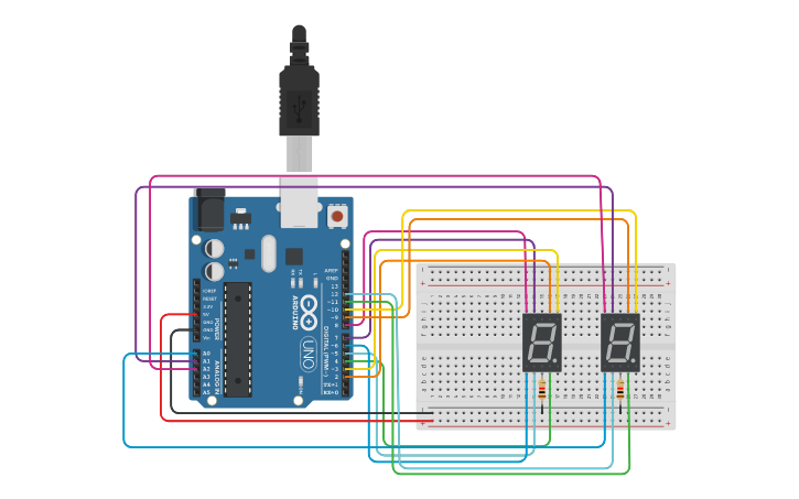 Circuit design 7 segment Display | Tinkercad