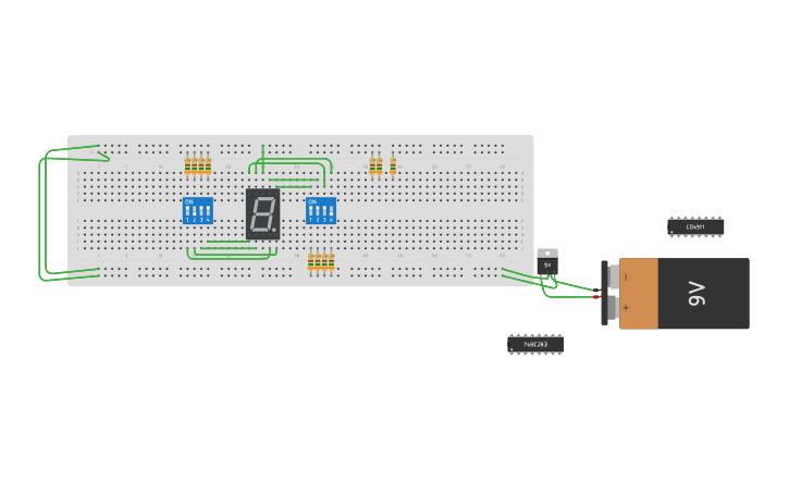 Circuit design 7 segment display - Tinkercad