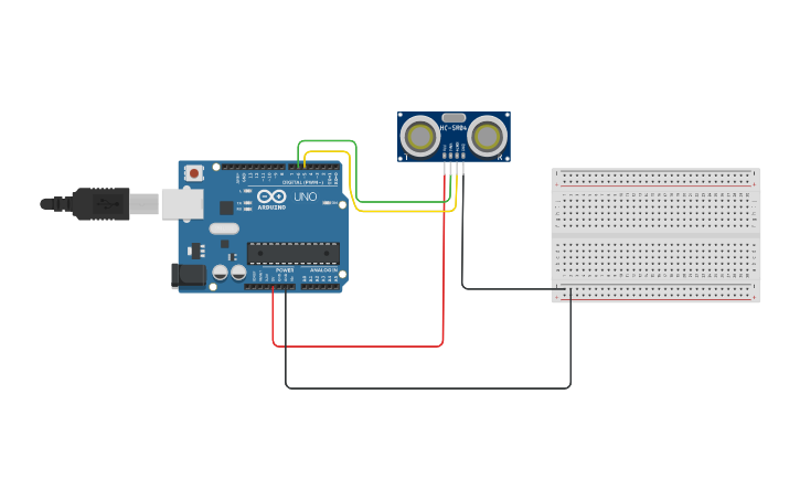 Circuit design Ultrasonic Sensor | Tinkercad