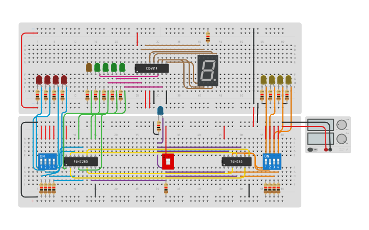 Circuit Design 4 Bit Parallel Adder Subtractor With Bcd 7 Segmentgroup 2 Tinkercad 5379