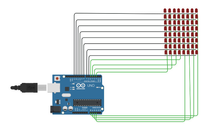 Circuit design LED MATRIX - Tinkercad