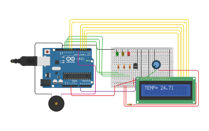 Circuit design Temperature sensor | Tinkercad