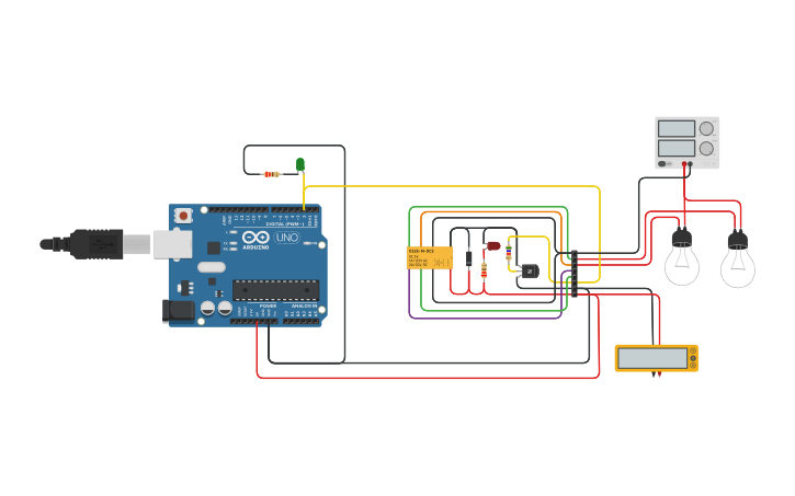 Circuit design Relais de puissance 2RT-NO-NC - Tinkercad