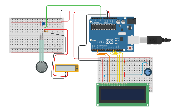 Circuit design Force_sensor_LCD screen - Tinkercad