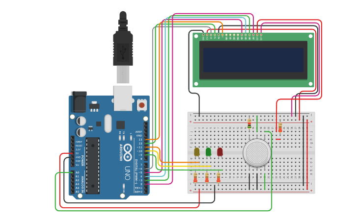 Circuit design Sensor de CO2 LCD con Arduino - Tinkercad