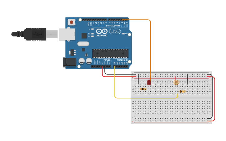 Circuit design Light sensor - Tinkercad